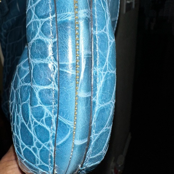 Coach Kristin Large Embossed Expandable Croc Crossbody Tote Denim Blue 16795 - Picture 7 of 16